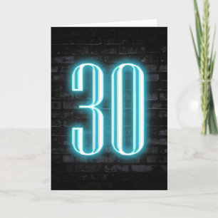 30th Birthday Neon Sign on Brick Card