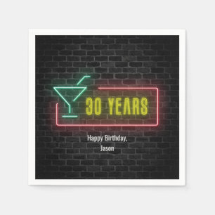 30th birthday Neon Sign on brick wall Napkin