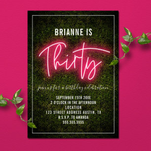 30th Birthday Neon Thirty Invitation