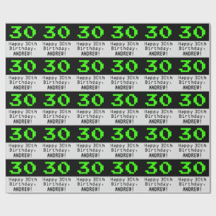 30th Birthday - Nerdy / Geeky Style "30" and Name Wrapping Paper