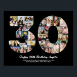 30th Birthday Number 30 Photo Collage Gift Poster<br><div class="desc">Mark years of wonderful memories and adventures with this captivating 30th Birthday Number Photo Collage. This customisable template is the perfect blend of creativity and sentiment, allowing you to create a truly memorable and personalised gift for your loved one's special day. Capture the essence of incredible years in a single...</div>