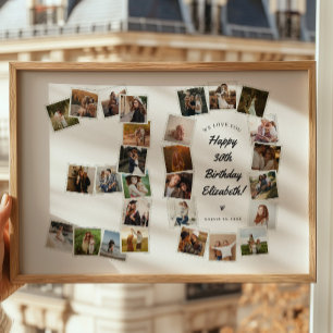 30th Birthday Number 30 Photo Collage Poster