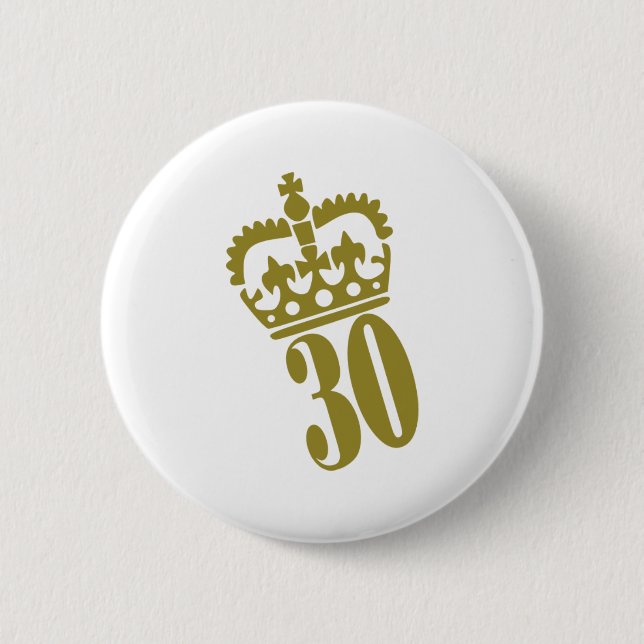 30th Birthday - Number – Thirty 6 Cm Round Badge (Front)