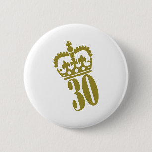 30th Birthday - Number – Thirty 6 Cm Round Badge