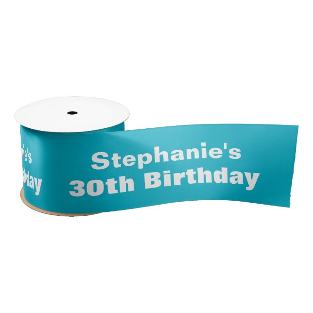 30th Birthday or ANY YEAR Custom Colour G05 AQUA Satin Ribbon (Spool)