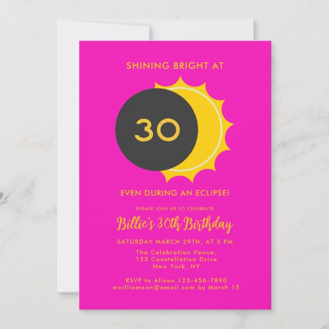 30th Birthday | Partial Solar Eclipse 2025 Party Invitation (Front)