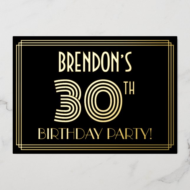 30th Birthday Party — Art Deco Style “30” + Name (Front)