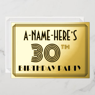 30th Birthday Party — Art Deco Style “30” & Name