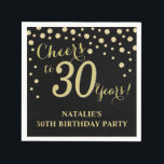 30th Birthday Party Black and Gold Diamond Napkins<br><div class="desc">30th Birthday Party Invitation with Black and Gold Glitter Diamond Background. Gold Confetti. Adult Birthday. Man or Woman Birthday. For further customisation,  please click the "Customise it" button and use our design tool to modify this template.</div>