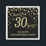 30th Birthday Party Black and Gold Diamond Napkins<br><div class="desc">30th Birthday Party Invitation with Black and Gold Glitter Diamond Background. Gold Confetti. Adult Birthday. Man or Woman Birthday. For further customisation,  please click the "Customise it" button and use our design tool to modify this template.</div>