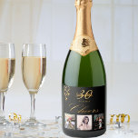30th birthday party black gold cheers photo sparkling wine label<br><div class="desc">A bottle label for a glamourous 30th birthday party. Personalise and add 3 of your own photos, a name, age 30 and a date. Date of birth or the date of the party. Golden coloured letters. The word: Cheers, in faux gold written with a trendy hand lettered style script. Elegant,...</div>
