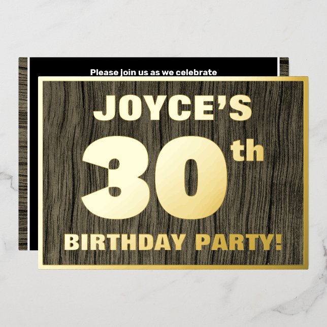 30th Birthday Party: Bold, Faux Wood Grain Pattern (Front/Back)