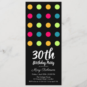 30th Birthday Party Candy Polka Dot Invitation