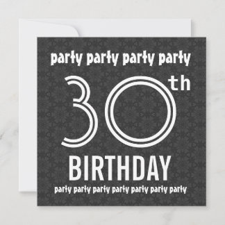 30th Birthday Party Charcoal Stars and White W1491 Invitation