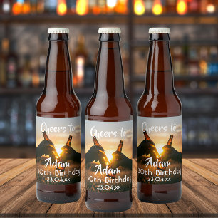 30th birthday party cheers beer guys beer bottle label