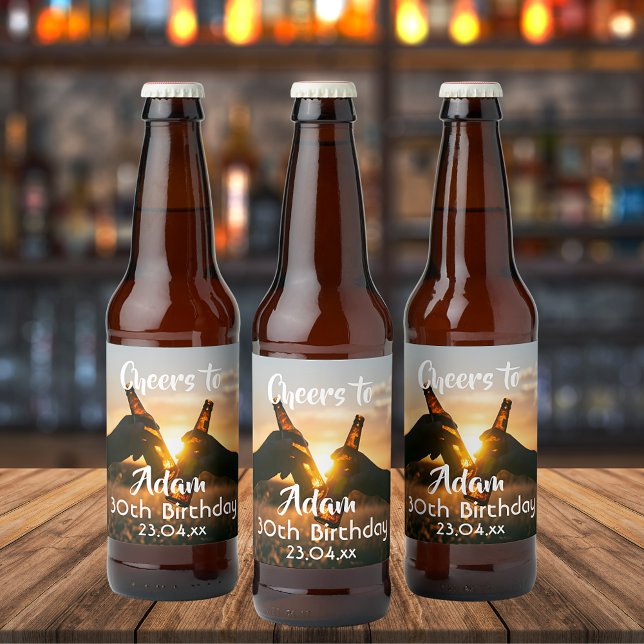30th birthday party cheers beer guys beer bottle label (Creator Uploaded)