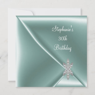 30th Birthday Party Elegant Mint Green Jewel Invitation