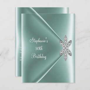 30th Birthday Party Elegant Mint Green Jewel Invitation