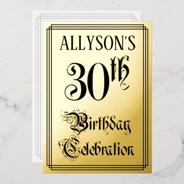 30th Birthday Party — Elegant Script + Custom Name (Front/Back)