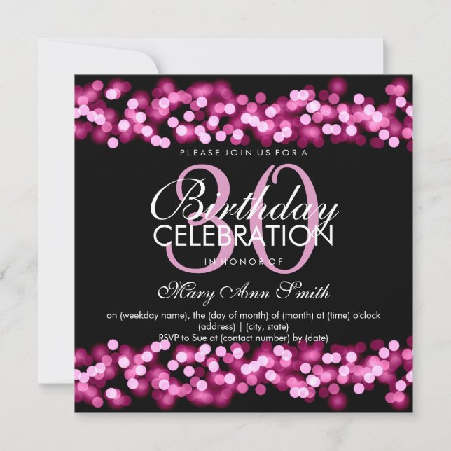 30th Birthday Party Faux Pink Hollywood Glam Invitation (Front)