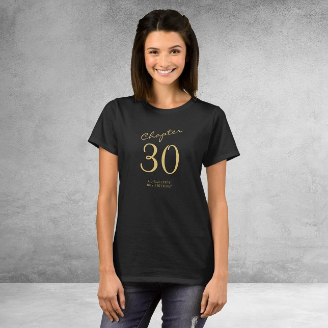 30th Birthday Party Gold Script Black T-Shirt (Creator Uploaded)