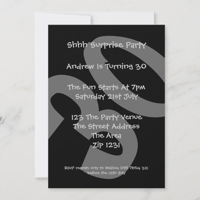 30th Birthday Party Invitation (Front)