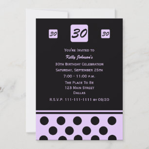 30th Birthday Party Invitation 30 in Lavender