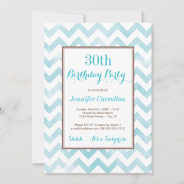 30th Birthday Party Invitation (blue) (Front)