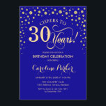 30th Birthday Party Invitation - Blue Gold<br><div class="desc">30th Birthday Party Invitation.
Elegant design with faux glitter gold and royal blue. Cheers to 30 Years! Message me if you need further customization.</div>