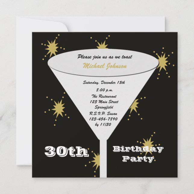 30th Birthday Party Invitation Gold 30th Toast (Front)