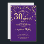 30th Birthday Party Invitation - Gold Purple<br><div class="desc">30th Birthday Party Invitation.
Elegant design with faux glitter gold and purple. Cheers to 30 Years! Message me if you need further customization.</div>