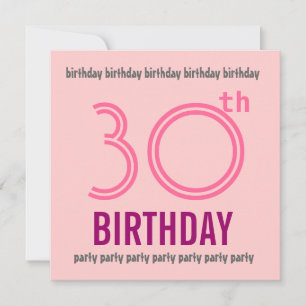 30th Birthday Party Invitation Template PINK