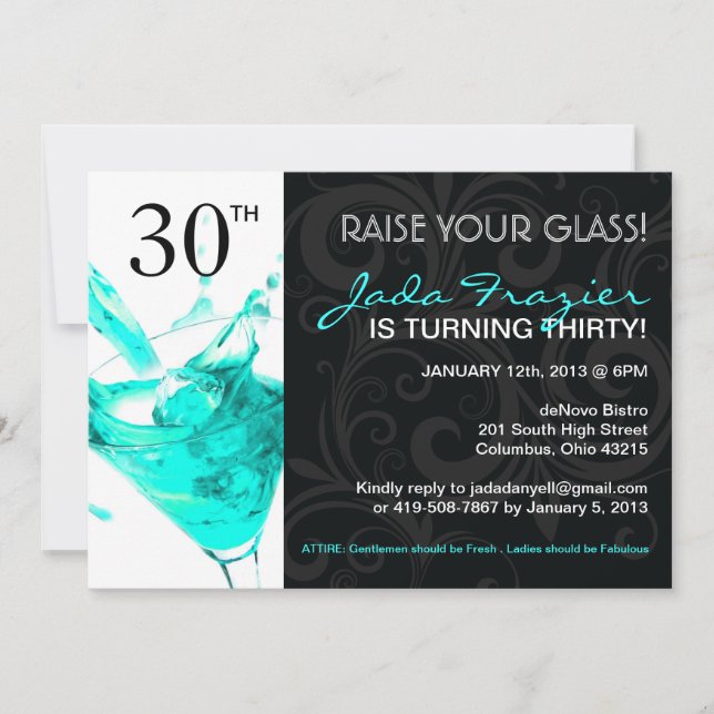 30th BIRTHDAY PARTY INVITATIONS (Front)