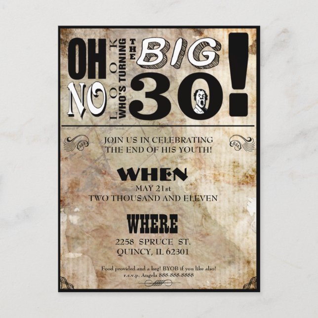 30th Birthday Party Invitations (Front)
