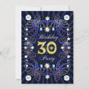 30th birthday party invite with masses of jewels