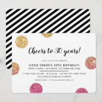 30TH BIRTHDAY PARTY modern gold glitter polka dots