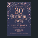 30th Birthday Party - Navy & Rose Gold Invitation<br><div class="desc">30th Birthday Party Invitation.
Elegant design in navy blue and faux glitter rose gold. Features stylish script font and confetti. Message me if you need custom age.</div>