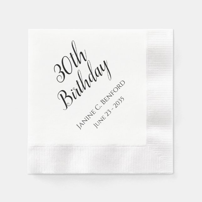 30th Birthday Party Personalised Napkins (Front)