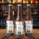 30th birthday party photo collage guy beer bottle label<br><div class="desc">A bottle label for a 30th birthday party for a guy,  celebrating his life with a collage of 8 of your own photos.  Templates for a name,  age 30 and a date.  Date of birth or the date of the party.  Black coloured letters.  White background.</div>
