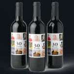 30th birthday party photo collage guy wine label<br><div class="desc">A bottle label for a 30th birthday party for a guy,  celebrating his life with a collage of 8 of your own photos.  Templates for a name,  age 30 and a date.  Date of birth or the date of the party.  Black coloured letters.  White background.</div>