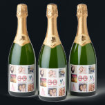 30th birthday party photo collage sparkling wine label<br><div class="desc">A bottle label for a 30th birthday party,  celebrating her life with a collage of 8 of your photos.  Templates for a name,  age 30 and a date.  Date of birth or the date of the party.  Coral and burgundy coloured letters.  White background.</div>