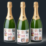 30th birthday party photo collage sparkling wine label<br><div class="desc">A bottle label for a 30th birthday party,  celebrating her life with a collage of 8 of your photos.  Templates for a name,  age 30 and a date.  Date of birth or the date of the party.  Coral and burgundy coloured letters.  White background.</div>