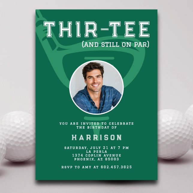 30th Birthday Party Photo Modern Golf Green Invitation (Creator Uploaded)