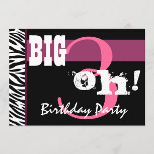 30th Birthday Party Pink Zebra and Stars W289 Invitation