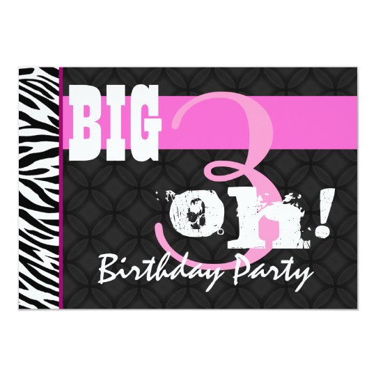 30th Birthday Party Pink Zebra C431 Template Card