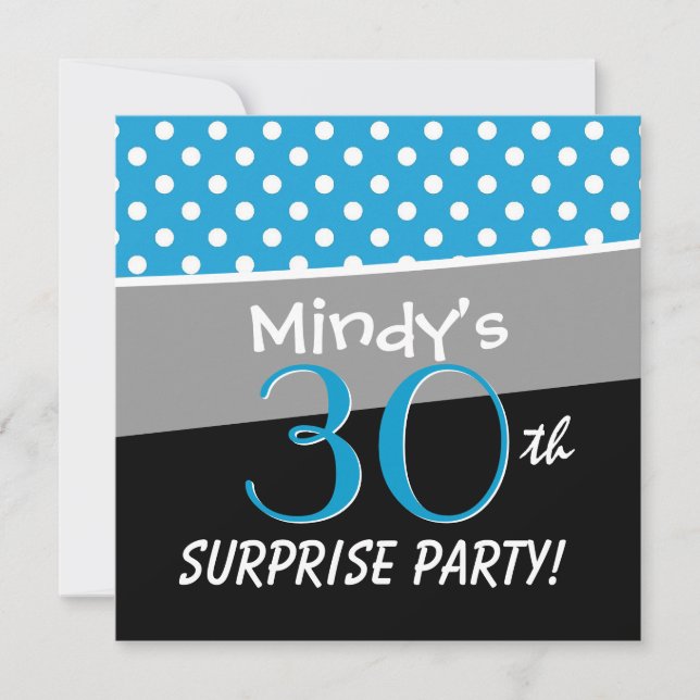 30th Birthday Party Polka Dot Pattern for Her Invitation (Front)