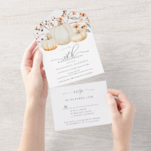 30th Birthday Party Pumpkin Fall Leaves All In One Invitation