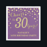 30th Birthday Party Purple and Gold Diamond Napkin<br><div class="desc">30th Birthday Party Invitation with Purple and Gold Glitter Diamond Background. Gold Confetti. Adult Birthday. Man or Woman Birthday. For further customisation,  please click the "Customise it" button and use our design tool to modify this template.</div>