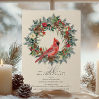 30th Birthday Party Red Cardinal Winter Wreath