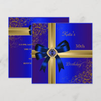 30th Birthday Party Rich Royal Blue Gold Jewel